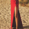VC Skirts For Women Christmas Party Wear Pretty 3D Flowers Decoration Red Bandage High Split Sexy Long Skirt