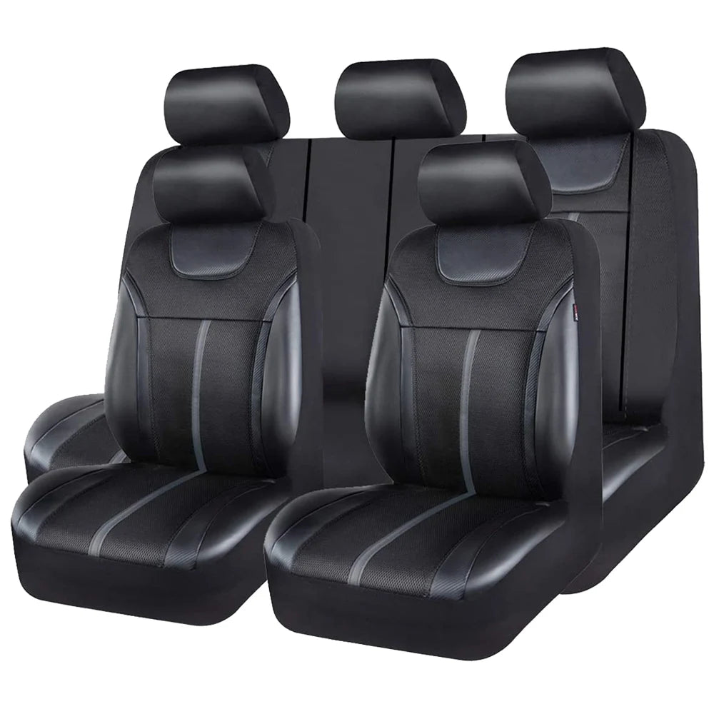 Universal Leather and Mesh Fabric Car Seat Covers Leather Set Fit For Most Car SUV Truck Van Car Accessories Interior