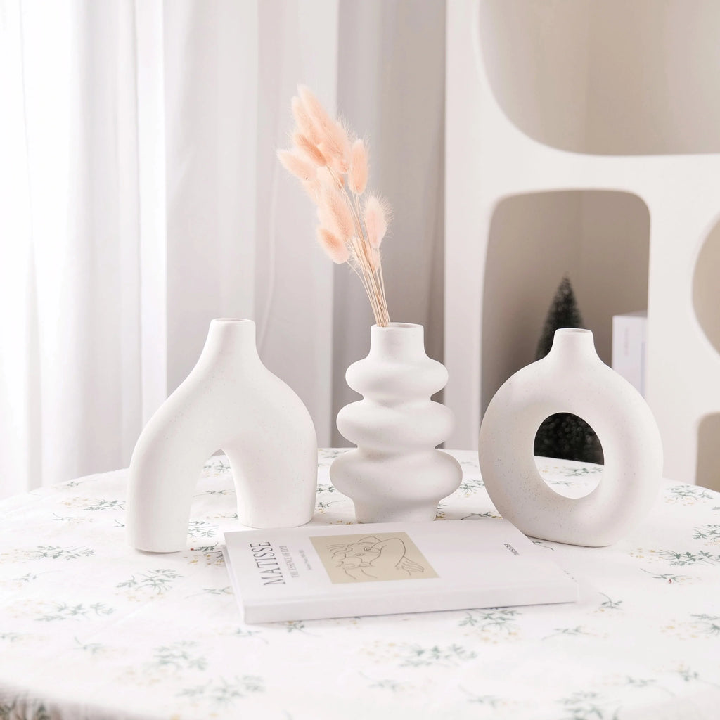 Bohemian ceramic vase set, decorative vase ornaments