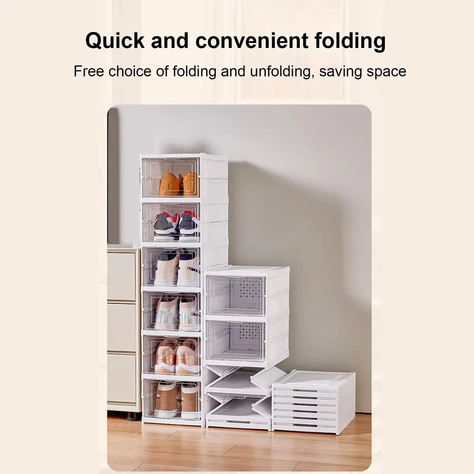 Shoe Rack Clear Shoe Storage Organizer Foldable Clear Stackable Box for Bedroom Hallway Home Dormitory Boot Workplace Sneaker