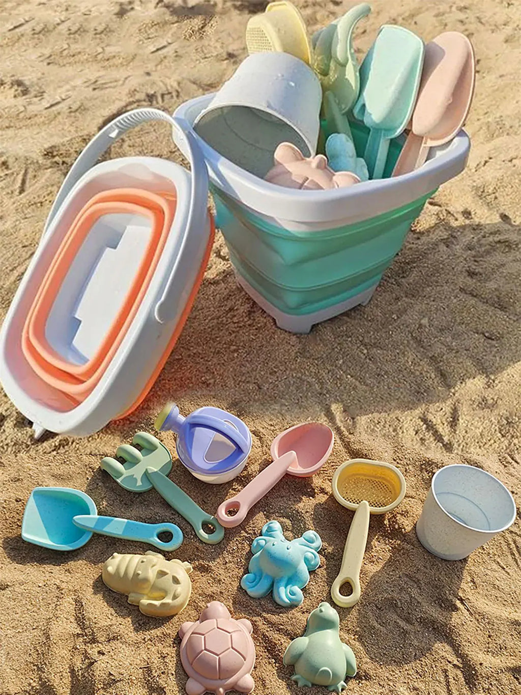 11/5/1 PCS Beach Sand Play Water Set Folding Bucket Summer Toys for Children Kids Outdoor Game Sandbox Accessories Color Random
