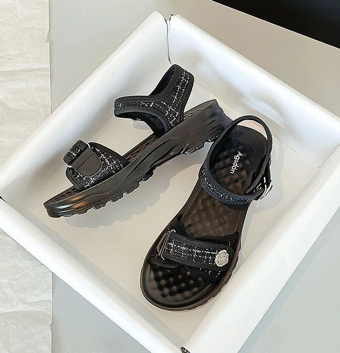 Sandals For Women Outdoor Platform Open Toe Leather White Woman Shoes On Sale Luxury 2025 Summer Pvc Offer Premium Offers