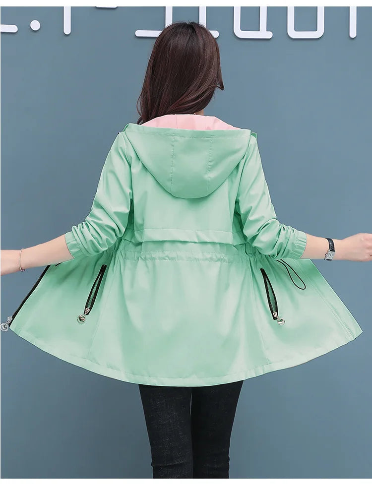 Spring Autumn Jacket Women's Loose Coat 2025 New Double-sided Wear Trench Coat Mid-length Windbreaker 5XL Women's Top