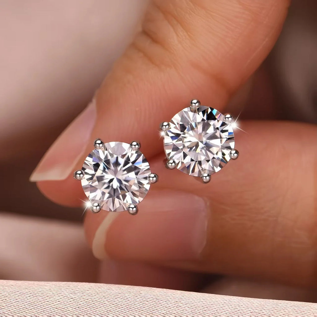 Moissanite Diamond Stud Earrings – D Color 925 Sterling Silver Gold Plated