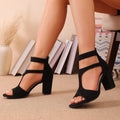 2026 Women Sandals Sexy Open Toe Ankle Strap High Heels Ladies Shoes Chunky Heels Summer Party Wedding Plus Size Shoes