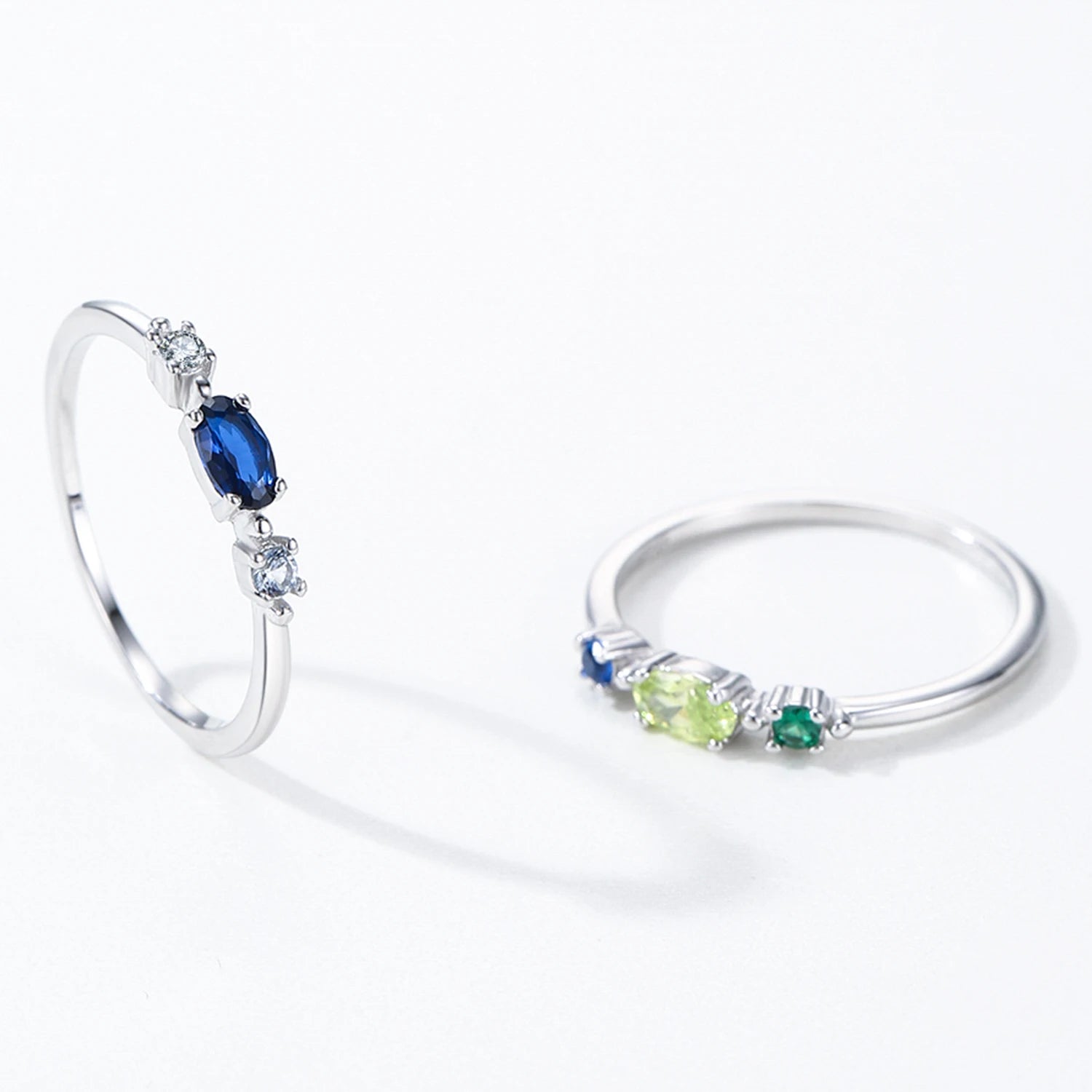 Ailmay 925 Sterling Silver Simple Stackable Blue Zircon Ring For Women's Daily Wear, Parties, And Gift Giving