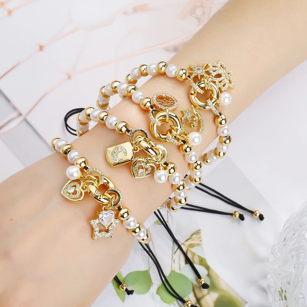 Hot Sale Venezuela Flag Cross Pearl Copper Beads Braided Adjustable Bracelet Classic for Man Woman Party Birthday Jewelry Gift