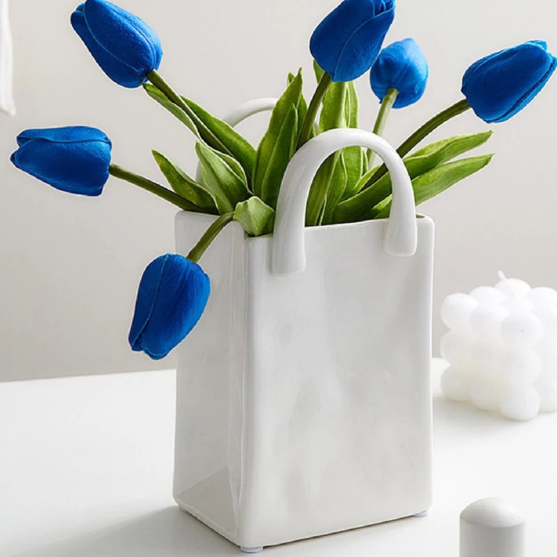 Handbag Shape Vase Modern Decorative White Vase