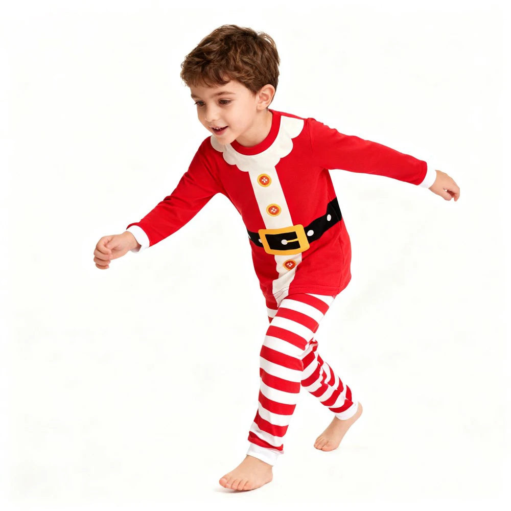 Children's Christmas Long Sleeve Pajama Sets Kids Elf and Santa Claus Sleepwear Boys Pijamas Baby Girls Pjs for Festive Xmas