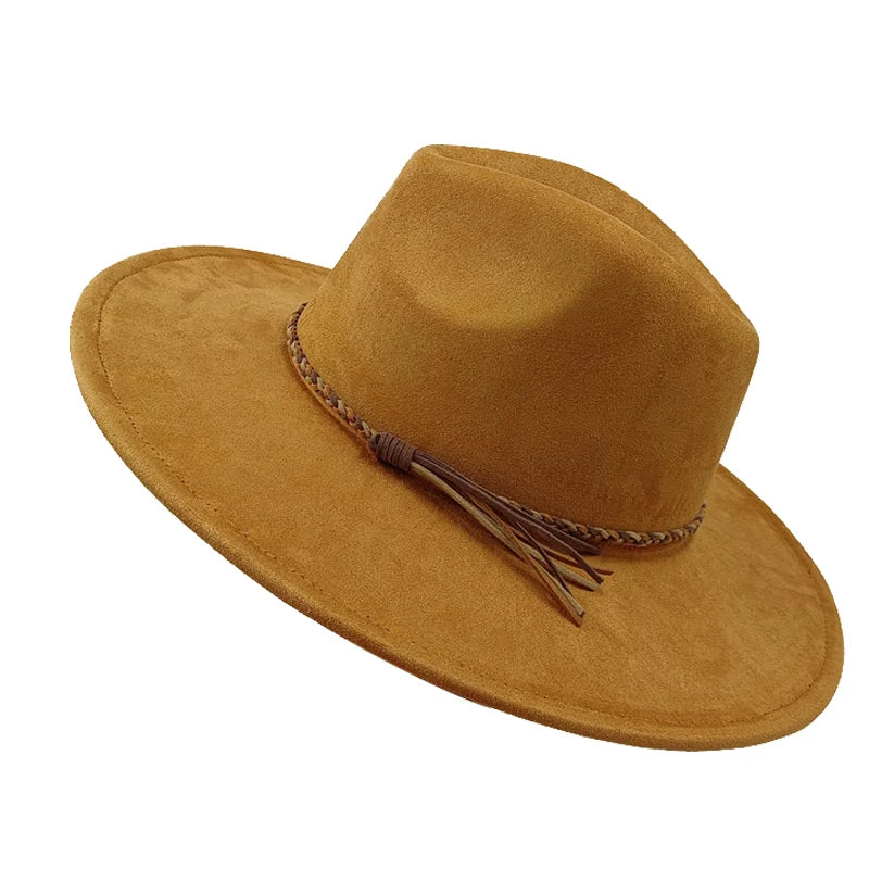 Gorras Para Hombres Three styles Suede Hat Water drop hat 9.5cm Wide Brim Fedora Hat Women's Autumn and Winter Felt Jazz Hat