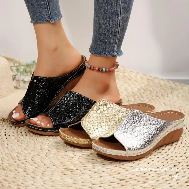 Sandals Women Shoes Summer Platform Heels Shoes Woman Slip On Shoes Wedge Women's Sandals Soft Woman Slippers Footwear Female