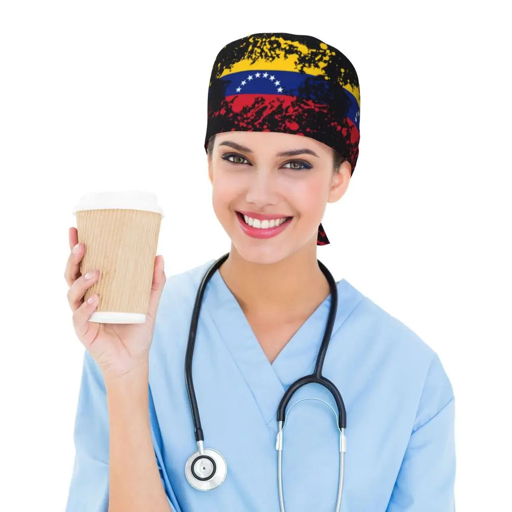 Custom Flour Bread VZLA Venezuelan Working Hat Women Men America VZLA Surgical Hat Scrub Nursing Doctor Surgeon Cap for Dentist