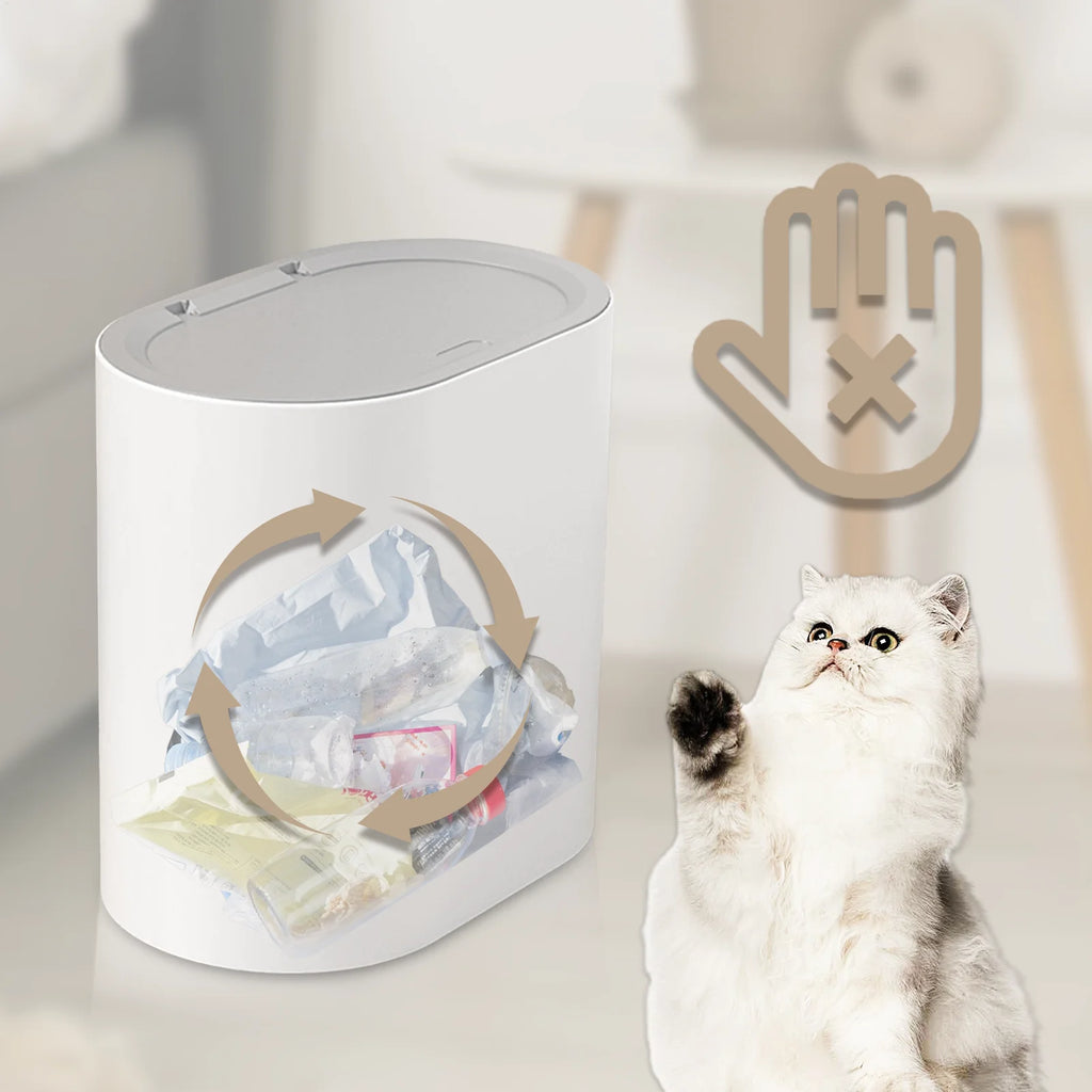 Press Top Trash Can with Lid, Slim Waste Basket for Bathroom Kitchen, Compact Office Living Room Garbage Bin