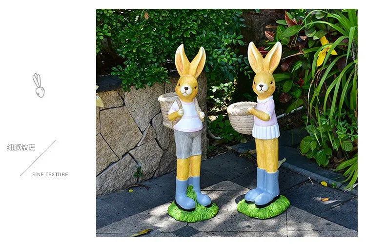 Cartoon Rabbit Flower Pot Creative Animal Sculpture Ornaments Garden Villa Landscape Bonsai Container Kindergarten Decorations