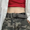 Women Belt  Fashion Square Beads, Willow Nails, Three Exhaust Eyes, Punk Street Cool, Personalized Men's and Women's Belts