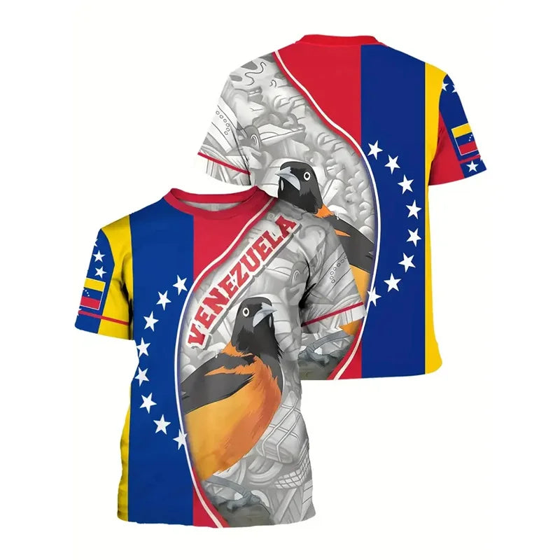 New In Venezuela Flag T Shirt Men Fashion 3d Printed T-shirt Street Oversized Casual Sports Tops Crew Neck Short Sleeve Tees