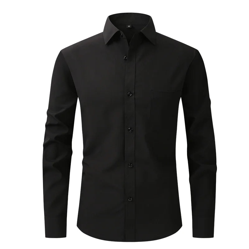 New spring and summer American men's shirt business casual long sleeve slim professional formal wear free ironing solid color