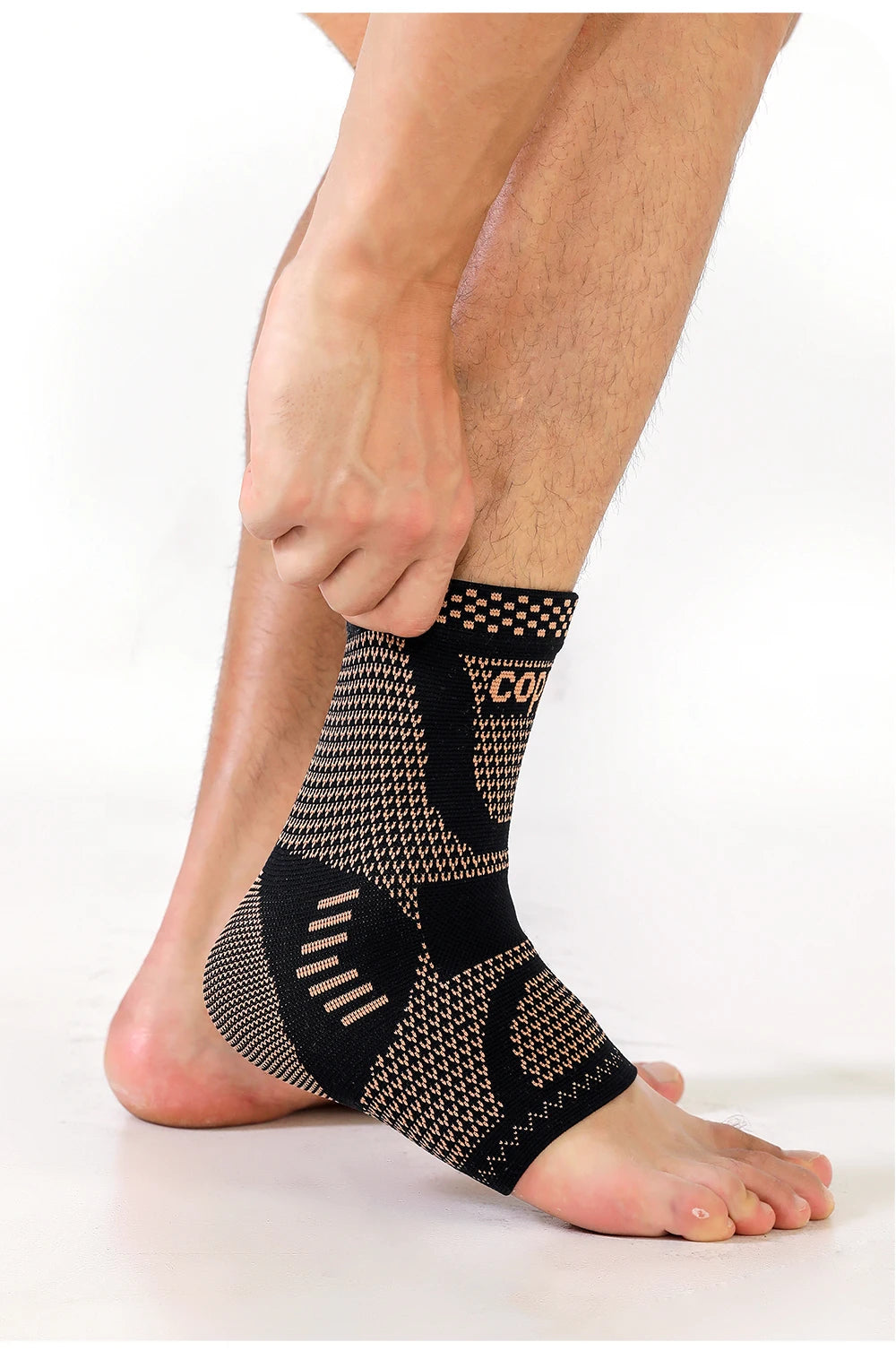 1Pcs Copper Ankle Brace,Infused Ankle Support Compression Sleeve for Men Women,for Foot Pain,Sprained Ankle,Recovery,sports