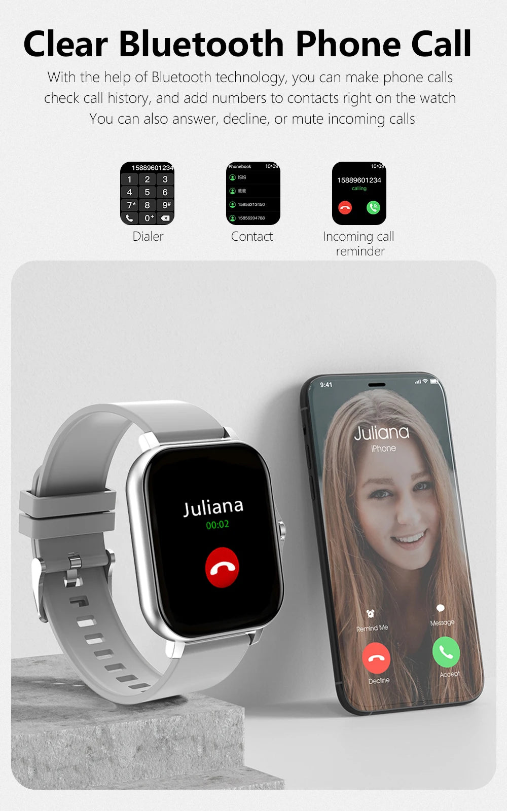 Smart Watch For Men Women Kids Message Remind Music Control Sport Step Calories D13 Smartwatch Alarm Clock 116Plus