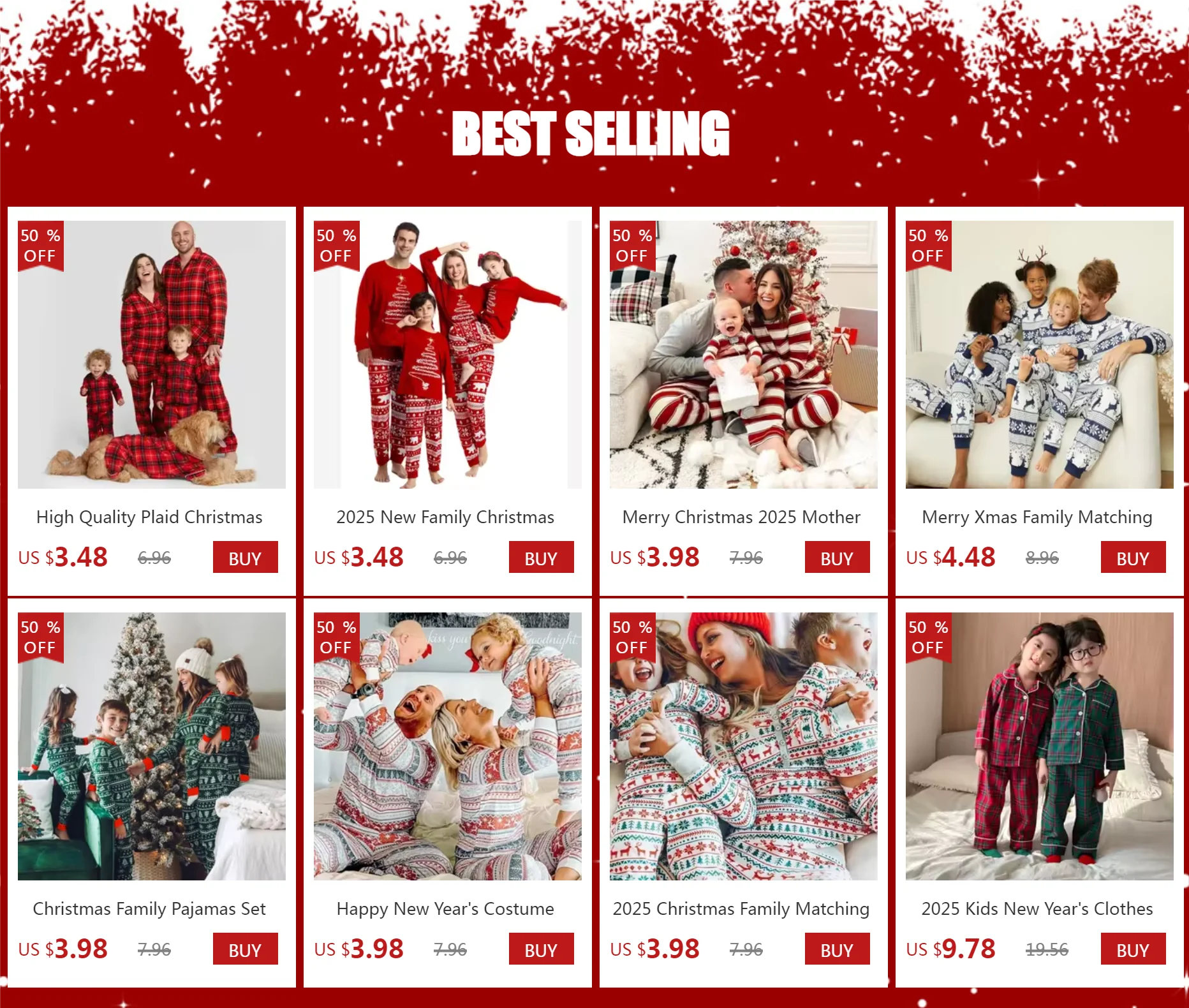 New Year's Clothes Santa Claus Print Family Christmas Pajamas Set Cute Loose Parent-child 2 Pieces Suit Homewear Baby Romper Pjs