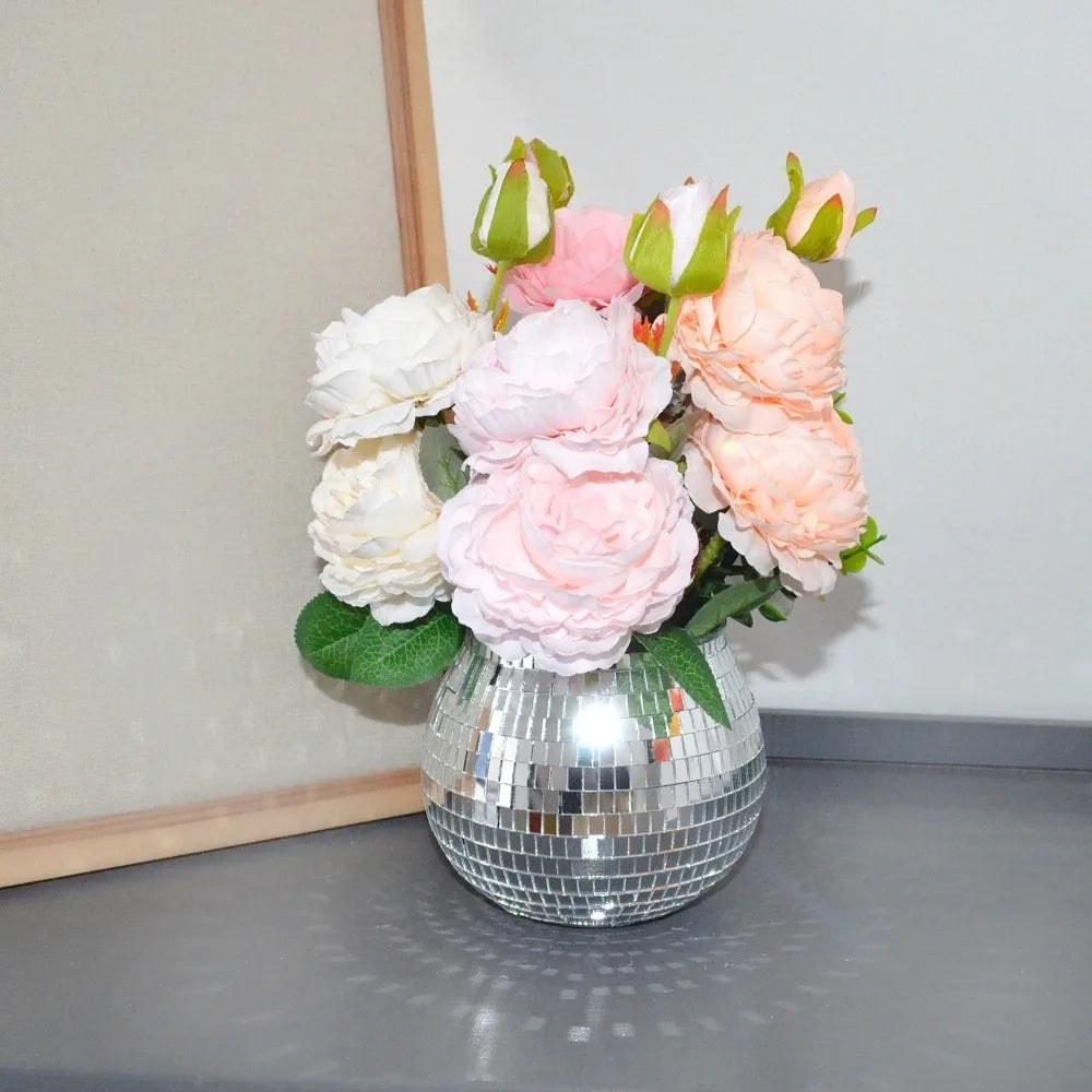 Silver Mirror Glass Decor Vase
