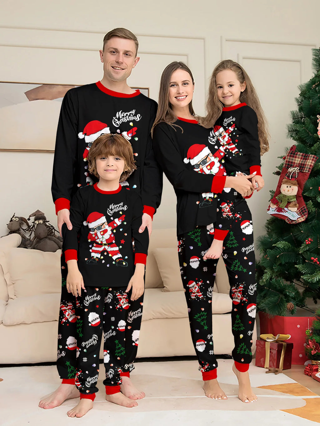 2025 New family-friendly home wear for Christmas holiday photos, including adult and children's pajama sets, Family Pajamas