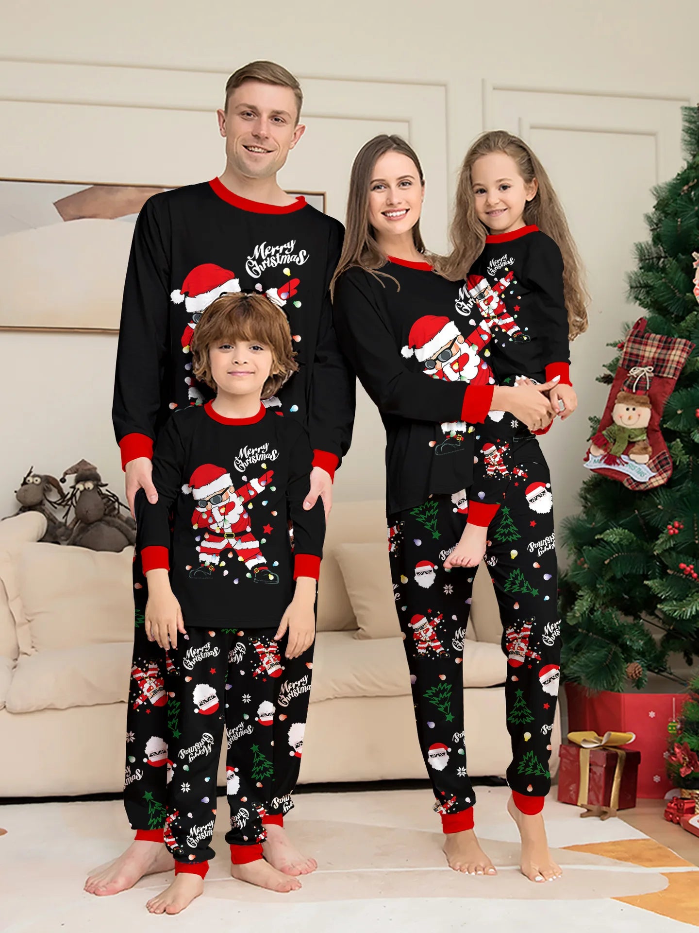 2025 New family-friendly home wear for Christmas holiday photos, including adult and children's pajama sets, Family Pajamas