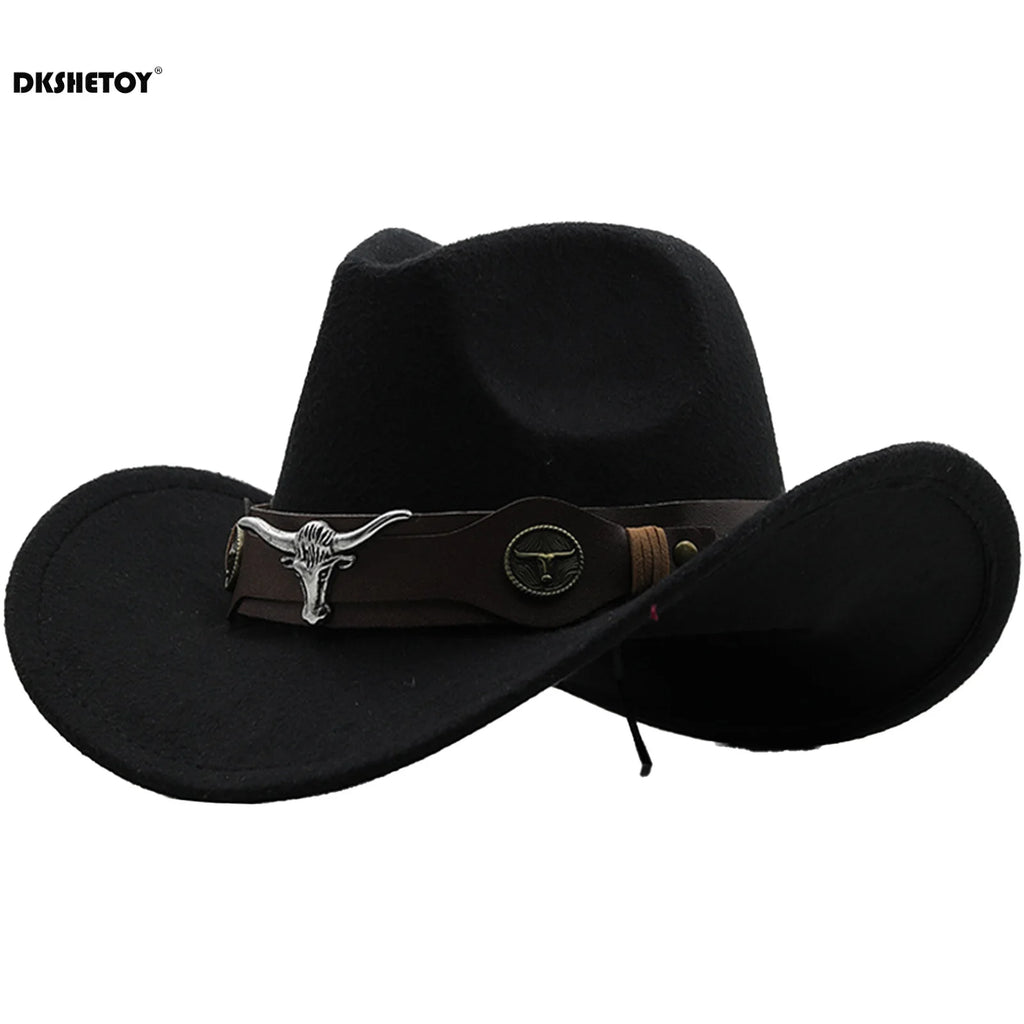 Fashion Cowboy Hats Wide Brim Cowboy Cowgirl Panama Hat with Retro Belt for Dress-Up Parties Costume