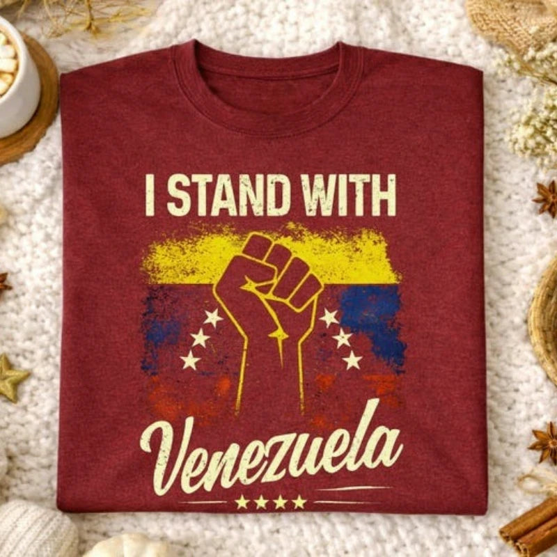 Vintage I Stand with Flag Venezuelan Flag Cultural Pride Freedom Support Graphic  Retro Women Political Expression Sportswear