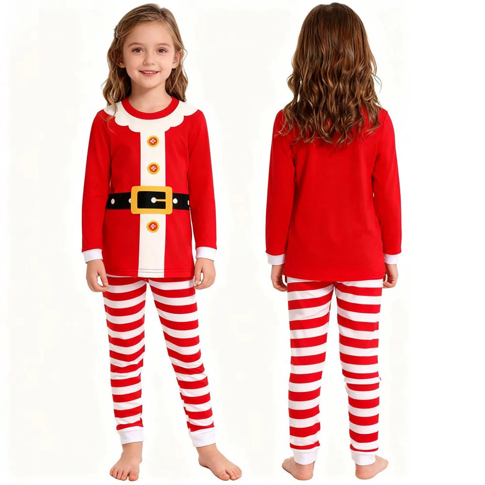 Children's Christmas Long Sleeve Pajama Sets Kids Elf and Santa Claus Sleepwear Boys Pijamas Baby Girls Pjs for Festive Xmas