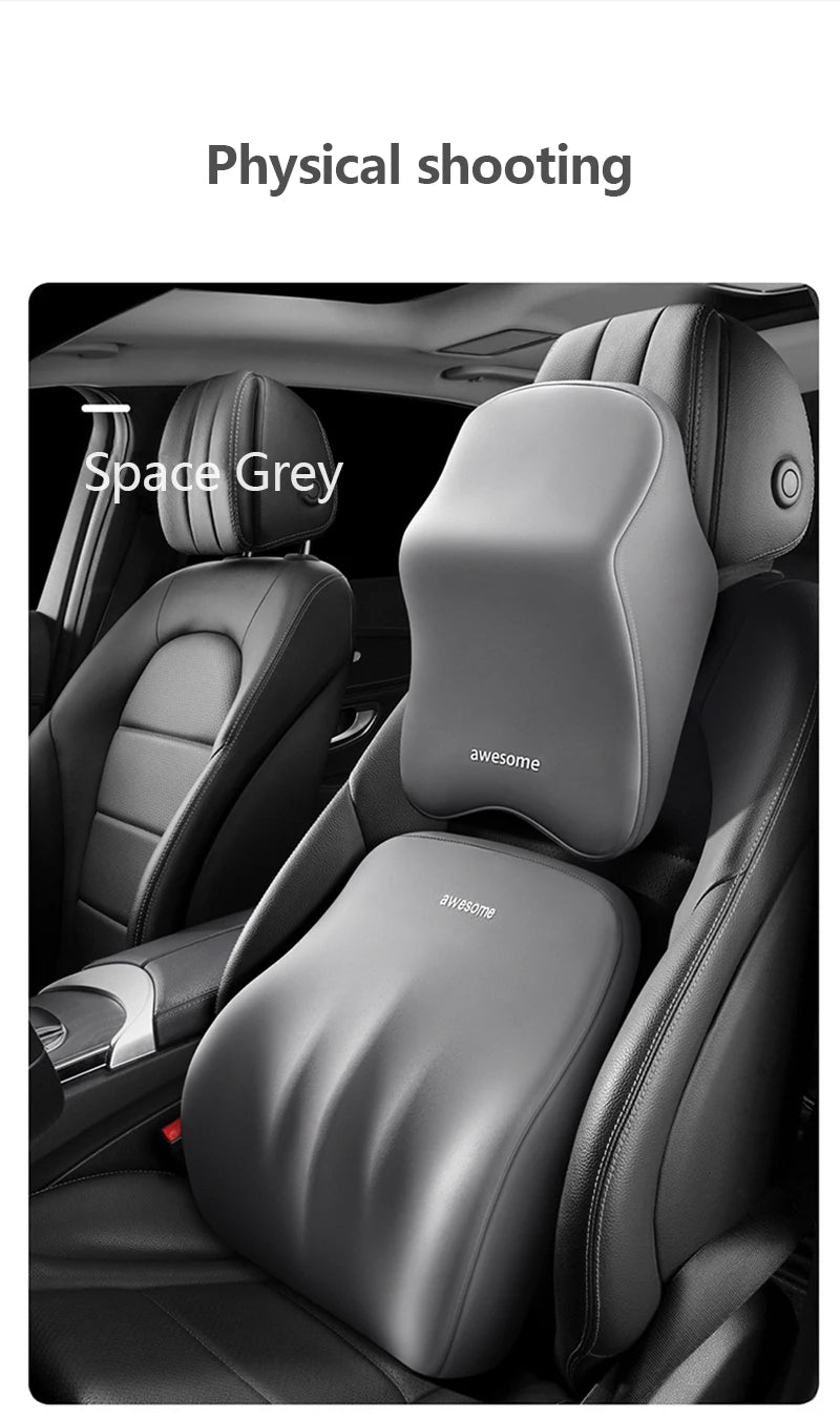 Car Lumbar Back Support Headrest Neck Pillow Memory Foam Lumbar Pillow Universal Soft Neck Pillows Cushion Car Seat Cushion