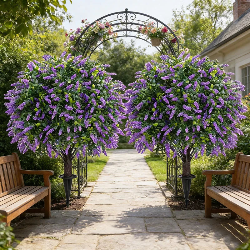 Artificial tree,lavender potted plant,artificial greenery,UV resistant, ground-mounted, suitable for garden and porch decoration