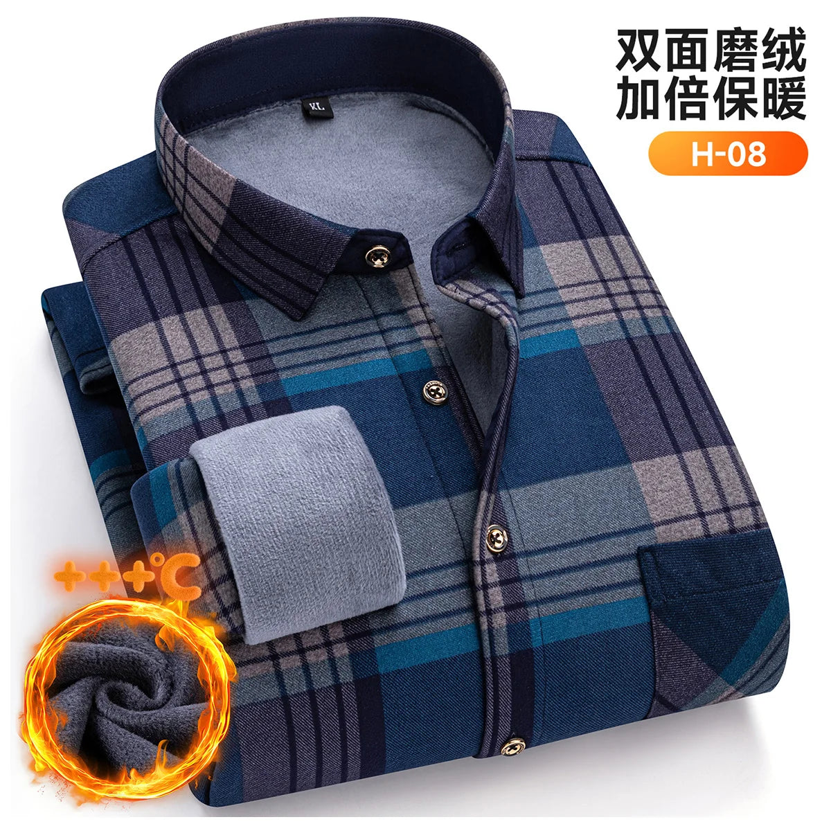 Winter Warm Men's Plaid Shirts Thickened Flannel Casual Menswear Long Sleeve Plus Size Office Workwear Casual Male Check Shirts