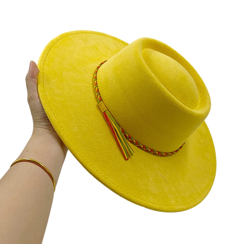 Gorras Para Hombres Three styles Suede Hat Water drop hat 9.5cm Wide Brim Fedora Hat Women's Autumn and Winter Felt Jazz Hat