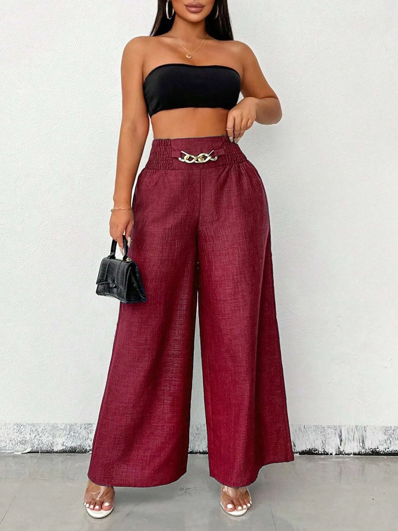 Elegant Solid Wide Leg Pants Fashion