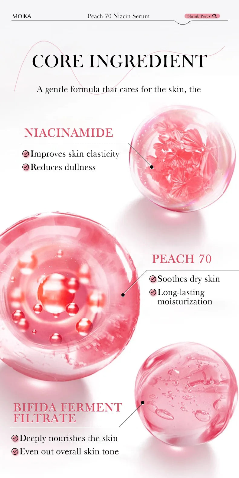 Niacinamide Serum Dark Spot Remover Fade Acne Marks Hyperpigmentation Shrink Pores Even Skin Tone Moisturizing Korea Skin Care 3