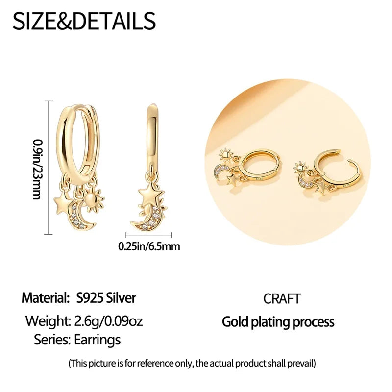 925 Silver Pearl Bee Star Moon Earrings – Trending Fashion Jewelry Gift