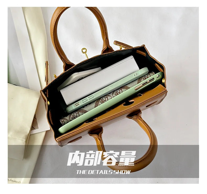 Mini Kelly-Inspired Bag - Women's Heavy Rivet Street Style Handheld Shoulder Crossbody Stylish Versatile