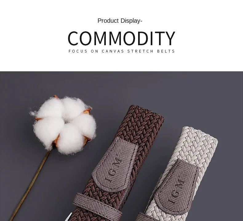 Belt for Men Golf Belt Summer Woven Leather Casual Sports Elastic Adjustable Waistband