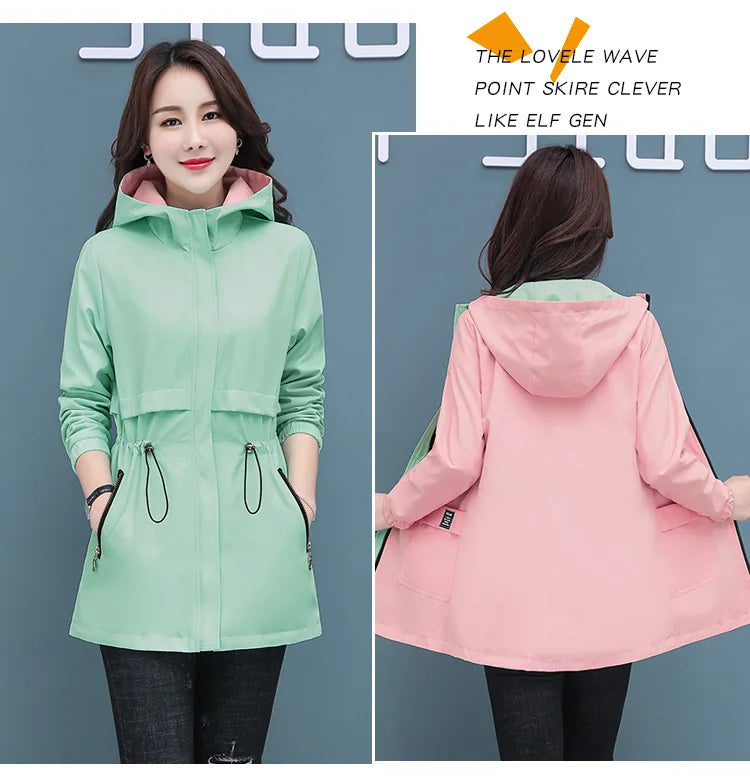 Spring Autumn Jacket Women's Loose Coat 2025 New Double-sided Wear Trench Coat Mid-length Windbreaker 5XL Women's Top