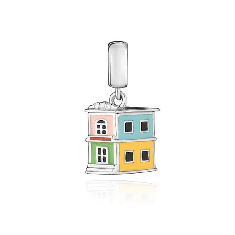 925 Sterling Silver House Star Moon Colorful Heart Pendans Beads Diy Fit Original Pendant Charm Bracelet Necklace Women Jewelry