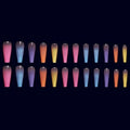 24pcs/bag Long Coffin Fake Nails Rainbow Ballerina Full Cover Nail Art Tips Beauty Artificial False Nails Manicure Charms