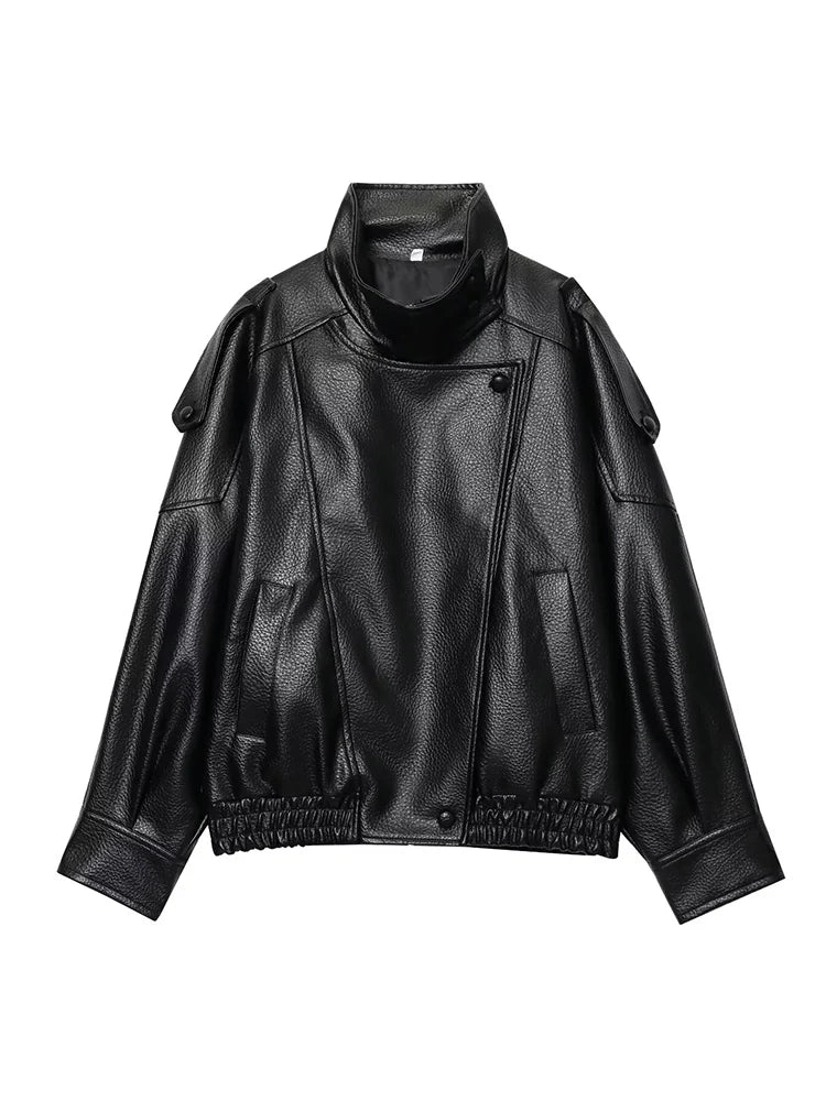 Women Fashion Leather Jacket Autumn