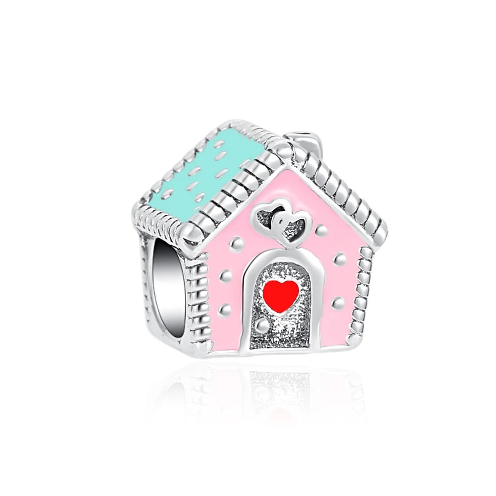 925 Sterling Silver House Star Moon Colorful Heart Pendans Beads Diy Fit Original Pendant Charm Bracelet Necklace Women Jewelry