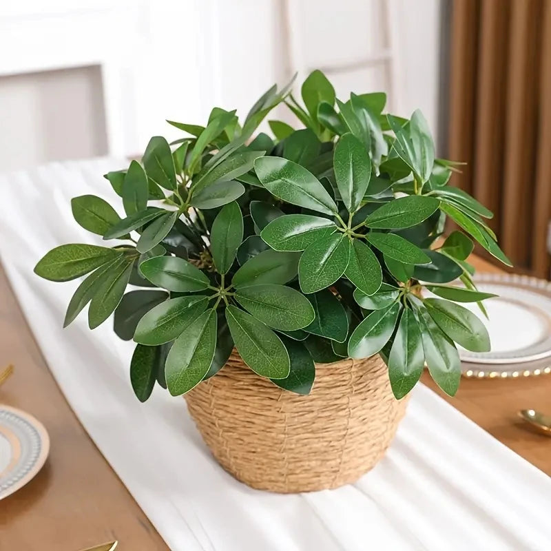 1pc, 13in Artificial Plant, Fake Leaves With Stem, Fake Plant