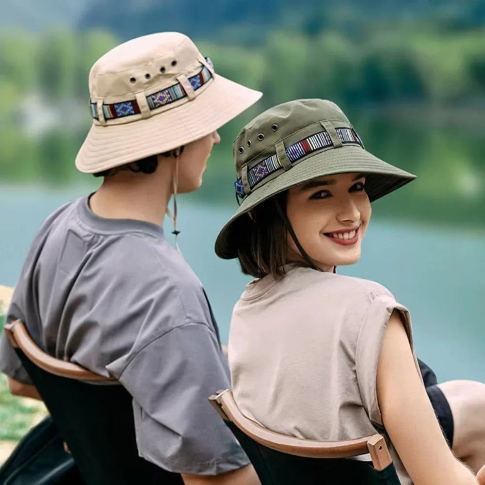 Casual Sun Protection Sun Hats Breathable Adjustable Drawstring Bucket Hat Quick-Dry Fisherman Hats Outdoor