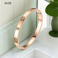 New Design Zircon inlaid Bracelets & Bangles For Women Gold Silver Color Stainless Steel Waterproof Luxury Brand Jewelry Gifts