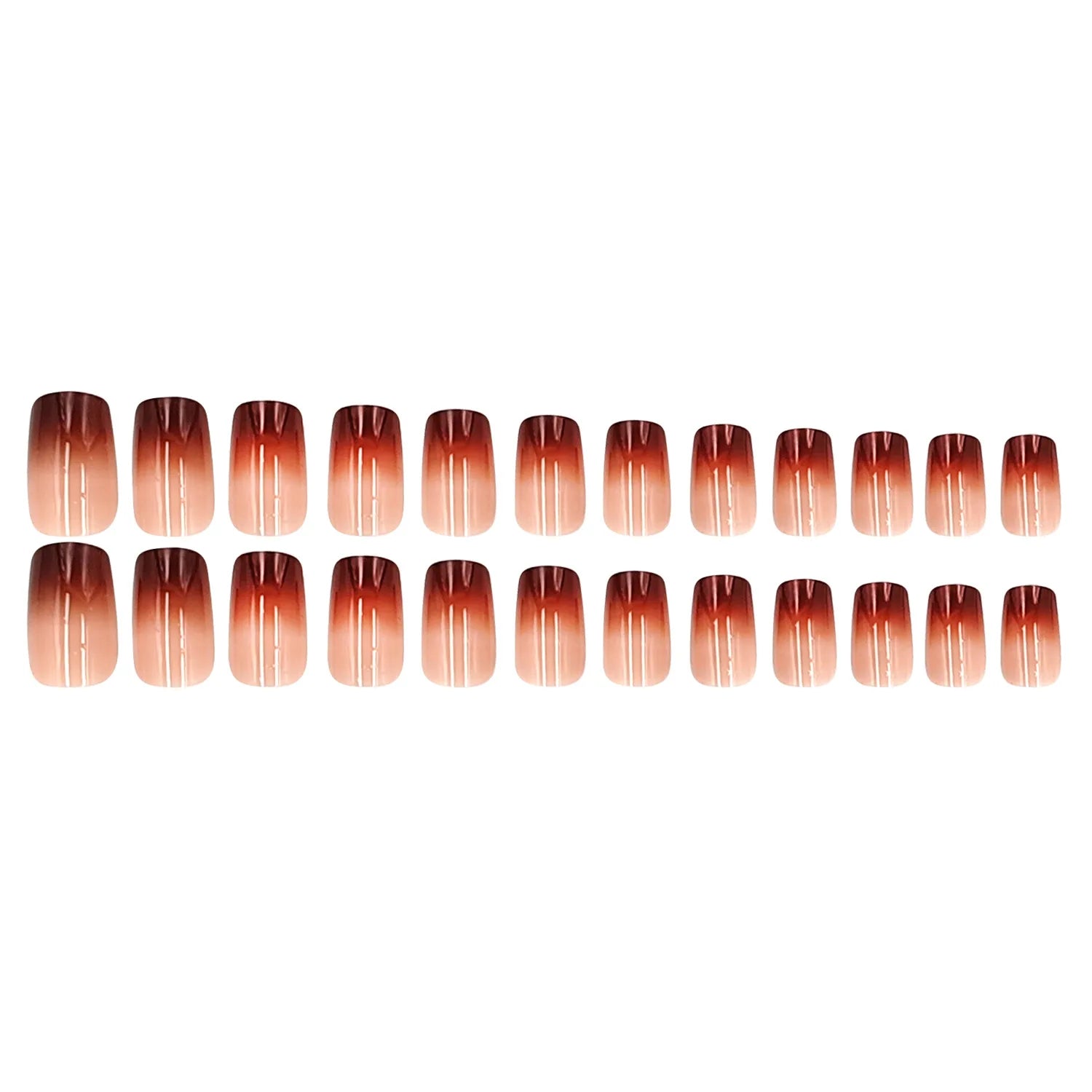 Medium fake nails for women girls gradient coffee color glossy Square almond nail tips full cover press on acrylic false nail