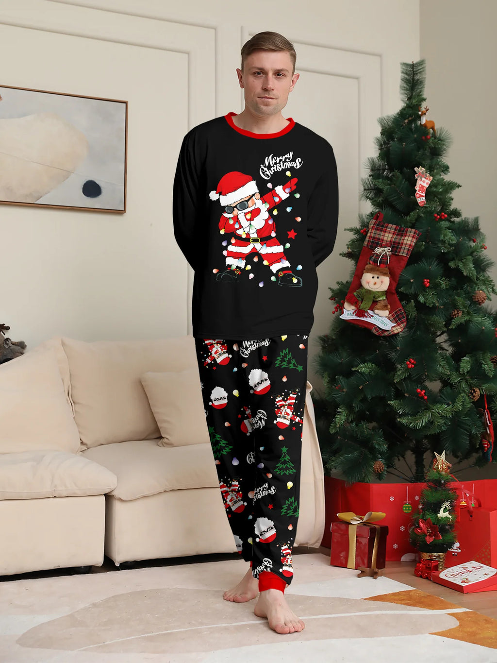 2025 New family-friendly home wear for Christmas holiday photos, including adult and children's pajama sets, Family Pajamas