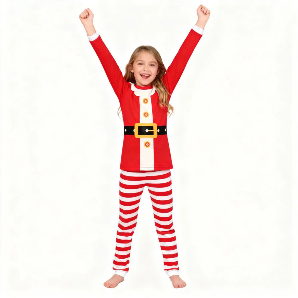Children's Christmas Long Sleeve Pajama Sets Kids Elf and Santa Claus Sleepwear Boys Pijamas Baby Girls Pjs for Festive Xmas